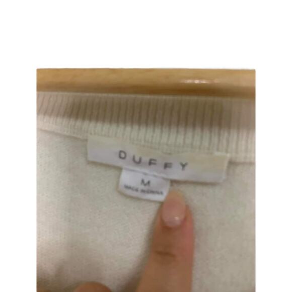 Duffy Cashmere Ivory Ribbed Sweater‎ Size Medium - Picture 2 of 4